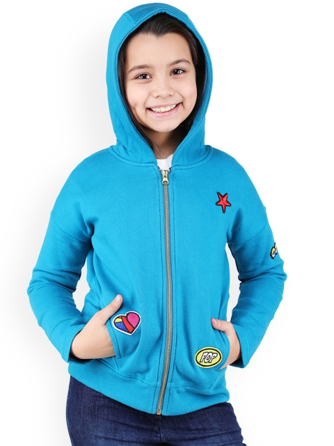 

One Friday Girls Blue Printed Lightweight Bomber