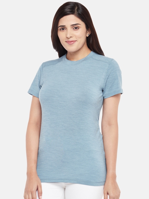 

Kosha Women Sky Blue Merino Wool & Bamboo Half sleeves Thermal Top