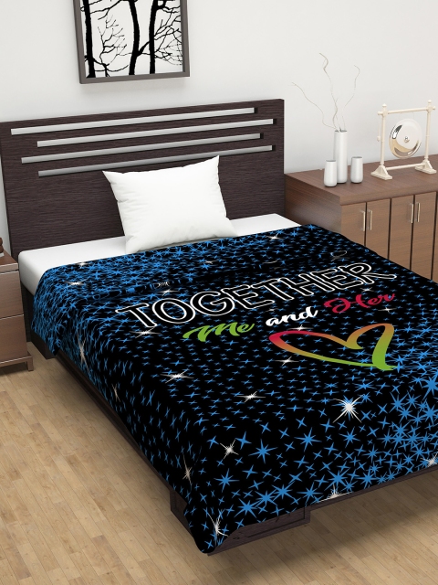 

Divine Casa Blue & Black Geometric AC Room 120 GSM Reversible Single Bed Dohar
