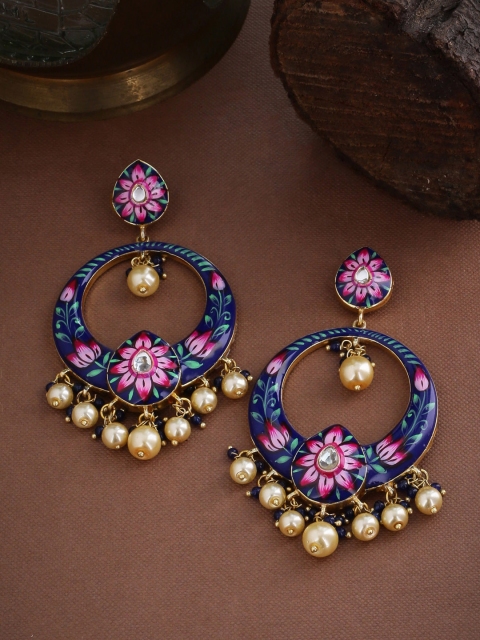 

Tistabene Blue & Pink Geometric Gold-Plated Drop Earrings