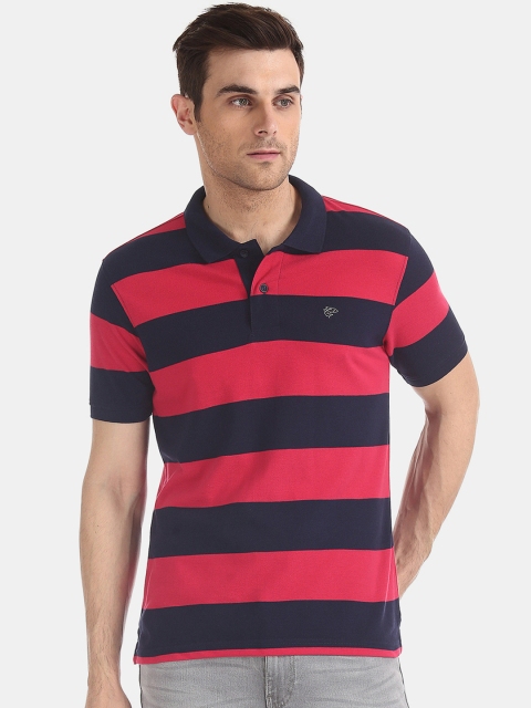 

Ruggers Men Navy Blue & Red Striped Polo Collar T-shirt