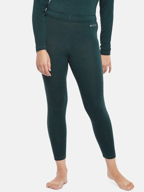 

Kosha Women Bottle Green Solid Merino-Bamboo Thermal Bottoms