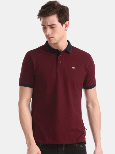 

Ruggers Men Maroon Solid Polo Collar T-shirt