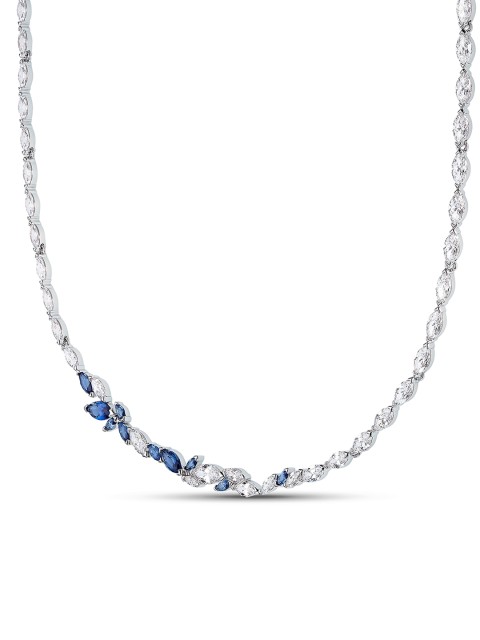 

SWAROVSKI Blue & Silver-Toned Rhodium-Plated Alloy Necklace