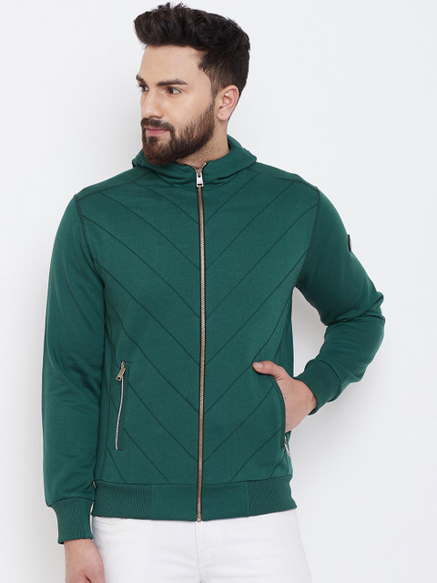 

Spirit Men Green Solid Hooded Sweatshirt