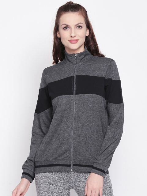 

Ajile by Pantaloons Women Charcoal Grey & Black Colourblocked Sporty Jacket