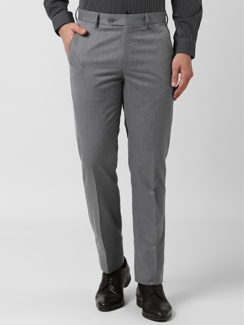 

Peter England Men Grey Slim Fit Self Design Formal Trousers