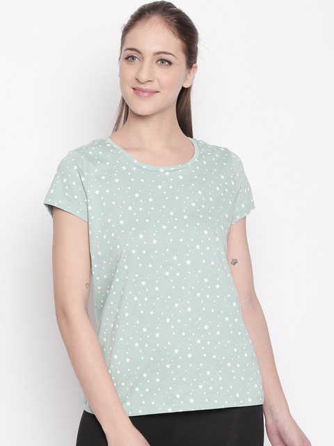 

Dreamz by Pantaloons Women Sea Green Printed Lounge T-shirt