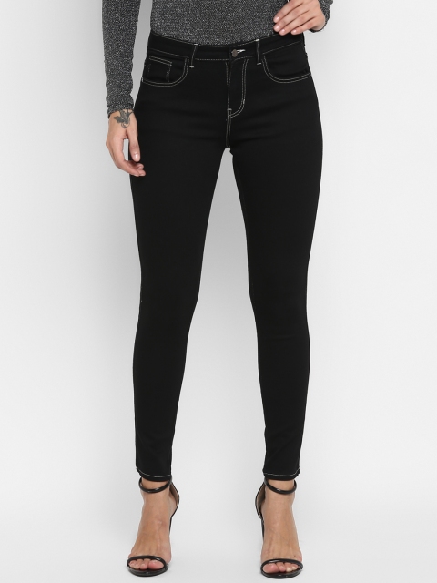

FOSH Women Black Slim Fit Mid-Rise Clean Look Stretchable Jeans
