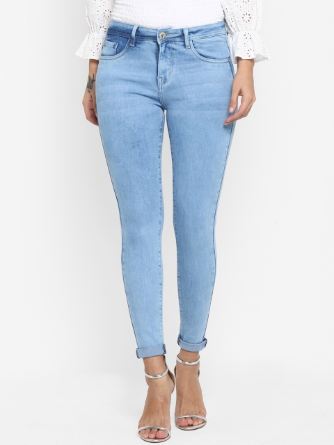 

FOSH Women Blue Slim Fit Mid-Rise Clean Look Stretchable Jeans