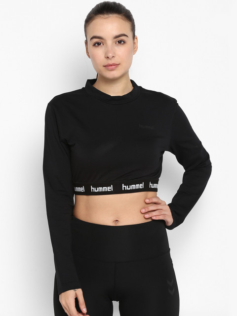 

hummel Women Black Solid Crop Pullover Sweatshirt