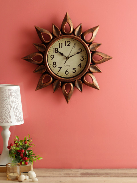 

House Of Accessories Copper-Toned Round Solid Analogue Wall Clock