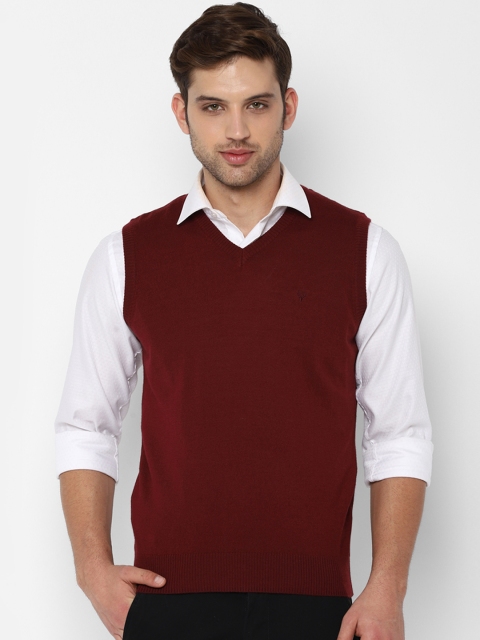 

Allen Solly Men Maroon Solid Pullover Sweater
