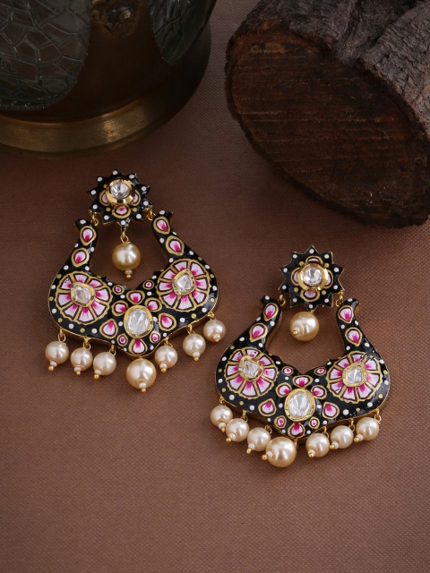 

Tistabene Meenakari Gold Plated Drop Earrings, Black