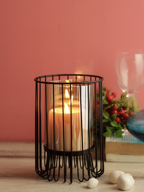 House Of Accessories Black & Transparent Table-Top Candle Holder