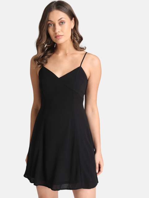 

Kazo Women Black Solid Fit and Flare Dress