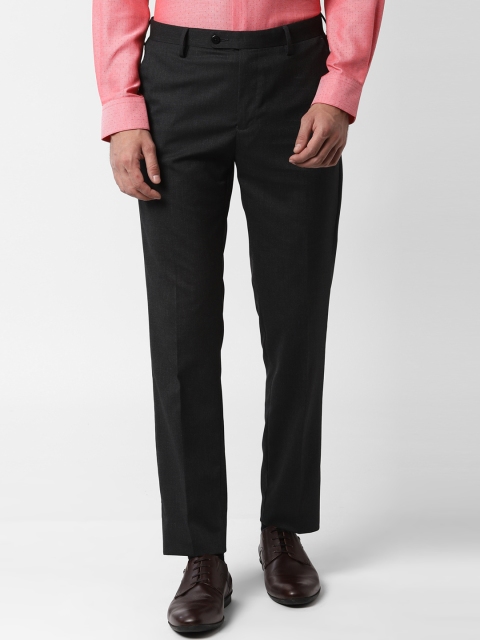 

Peter England Men Black Slim Fit Self Design Formal Trousers