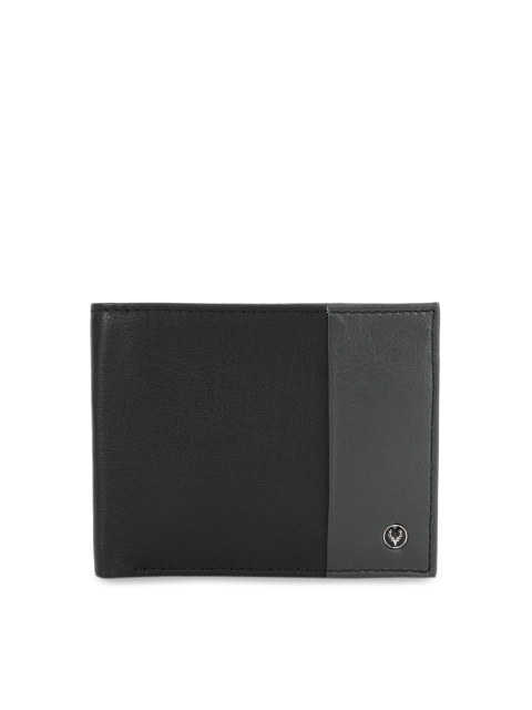 

Allen Solly Men Black & Grey Colourblocked Two Fold Leather Wallet