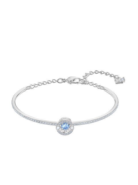 

SWAROVSKI White & Blue Rhodium-Plated Crystal-Studded Bangle-Style Bracelet
