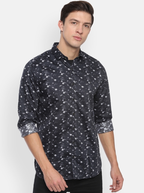 

V Dot Men Grey & White Slim Fit Printed Casual Shirt