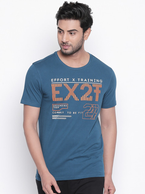 

Ajile by Pantaloons Men Blue Printed Round Neck T-shirt