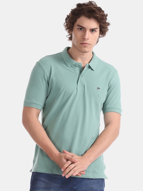 

Ruggers Men Sea Green Solid Polo Collar T-shirt
