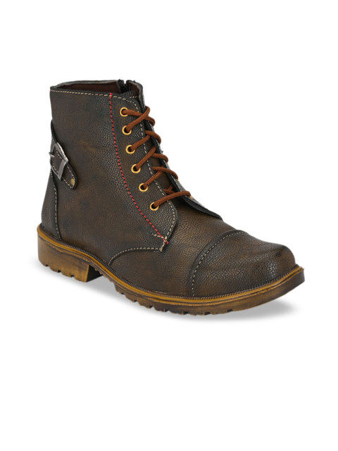 

Big Fox Men Brown Solid Synthetic Leather Mid-Top Flat Boots