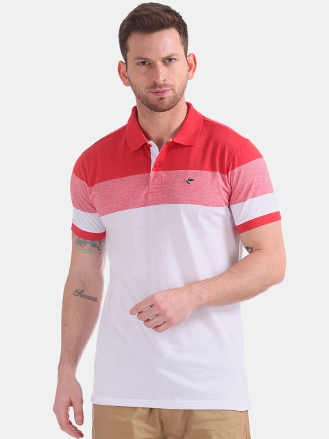 

Ruggers Men Red & White Colourblocked Polo Collar T-shirt