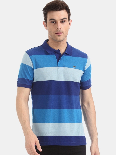 

Ruggers Men Blue Colourblocked Polo Collar Slim Fit T-shirt