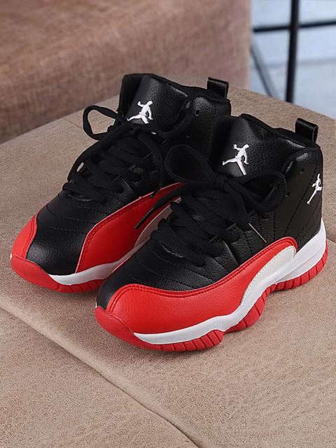

Walktrendy Boys Red & Black Colourblocked Synthetic Mid-Top Sneakers