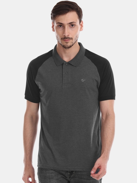 

Ruggers Men Grey Colourblocked Polo Collar T-shirt