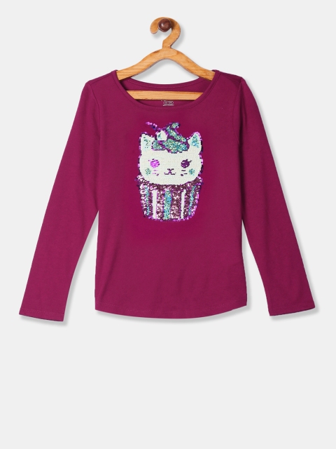 The Childrens Place Girls Pink Flip Sequinned Top