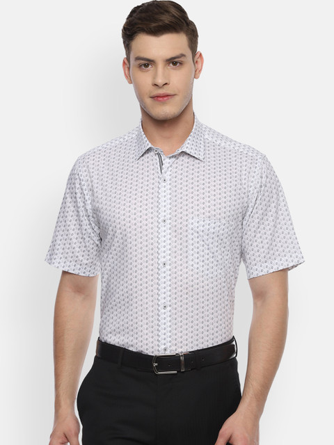 

Van Heusen Men White & Grey Regular Fit Printed Formal Shirt