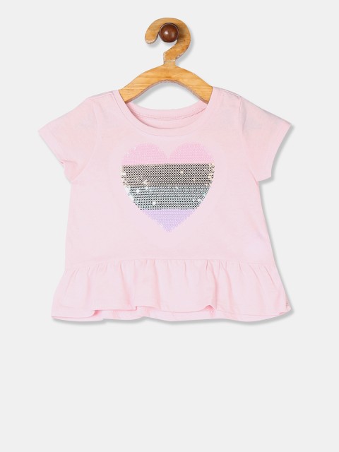 

The Childrens Place Girls Pink Solid Peplum Top