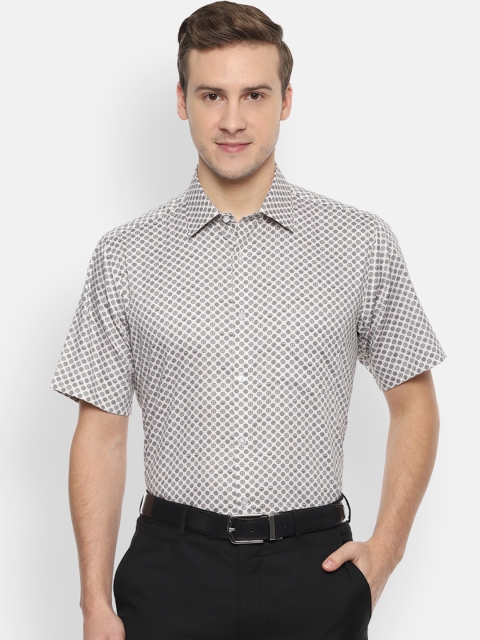 

Van Heusen Men Off-White & Grey Regular Fit Printed Formal Shirt