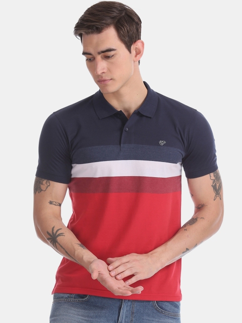 Ruggers Men Red Colourblocked Polo Collar T-shirt