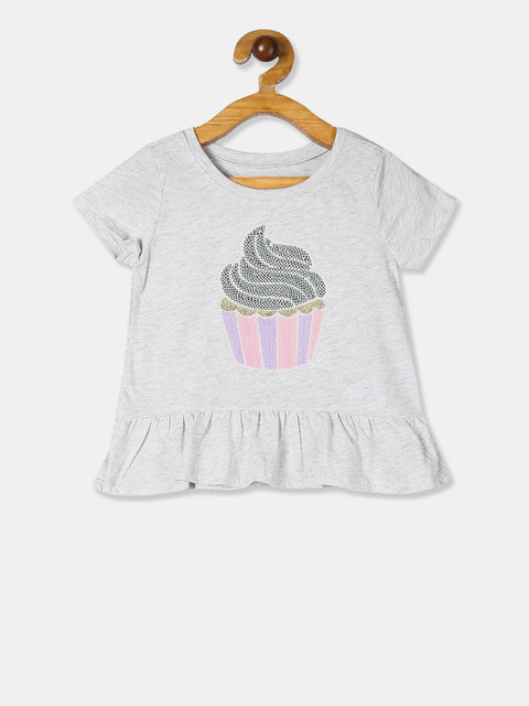

The Childrens Place Girls Grey Printed Top