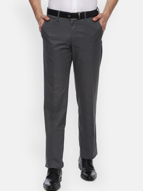 

Van Heusen Men Grey Slim Fit Self Design Formal Trousers