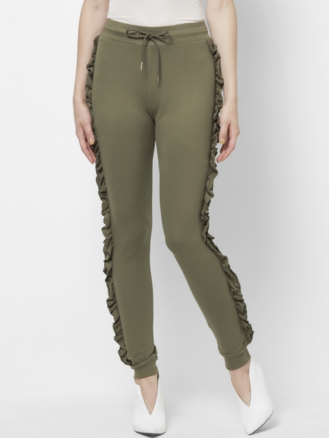 

bebe Women Olive Green Regular Fit Solid Joggers
