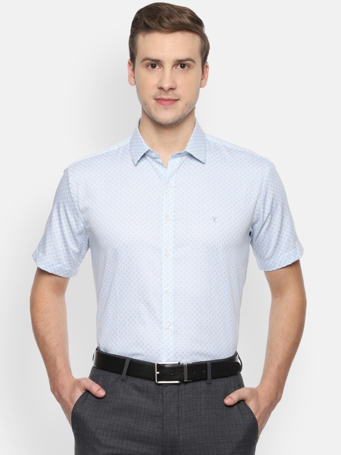 

V Dot Men Blue & White Slim Fit Printed Formal Shirt