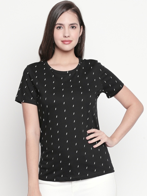 

Honey by Pantaloons Women Black Printed Round Neck T-shirt