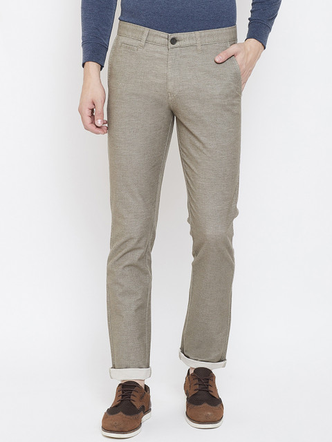 

Octave Men Beige Regular Fit Self Design Regular Trousers