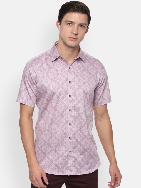 

V Dot Men Lavender Slim Fit Printed Casual Shirt