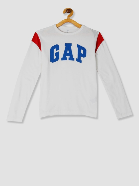 

GAP Boys White Embroidered Round Neck T-shirt