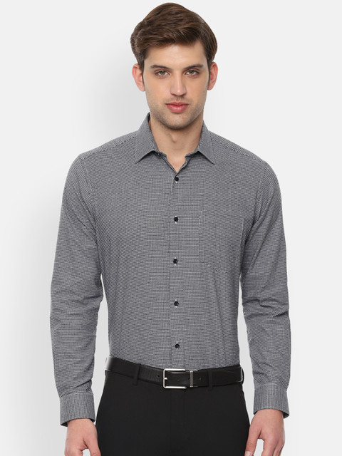 

Van Heusen Men Black & White Regular Fit Self Design Formal Shirt