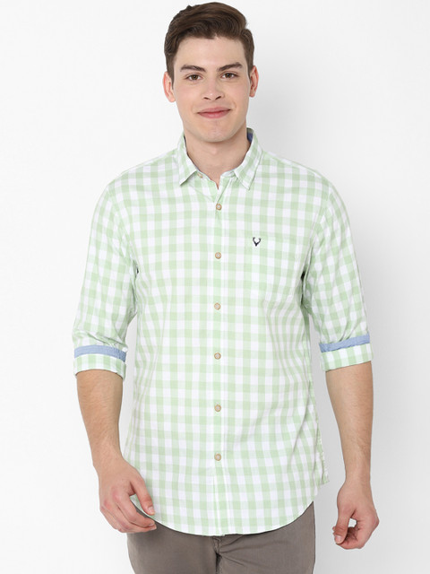

Solly Jeans Co. Men Green & White Regular Fit Checked Casual Shirt