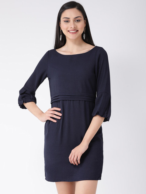

Latin Quarters Women Navy Blue Solid Sheath Dress