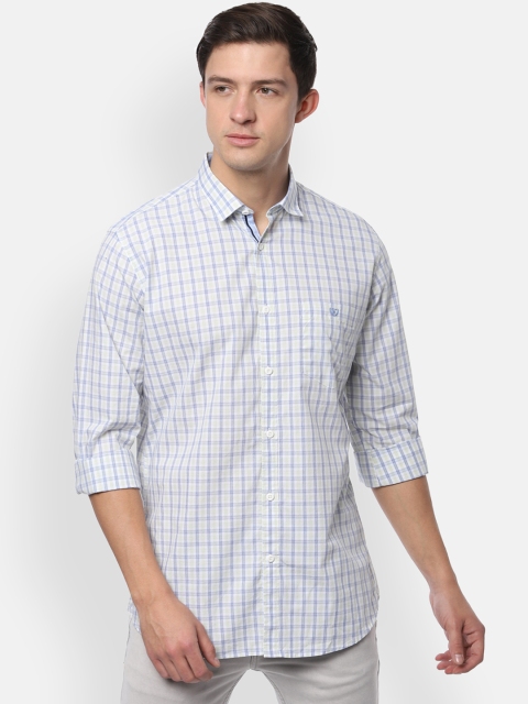 

Van Heusen Sport Men White & Blue Slim Fit Checked Casual Shirt
