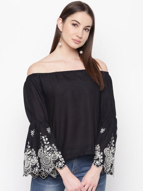 

Mayra Women Black Solid Bardot Top