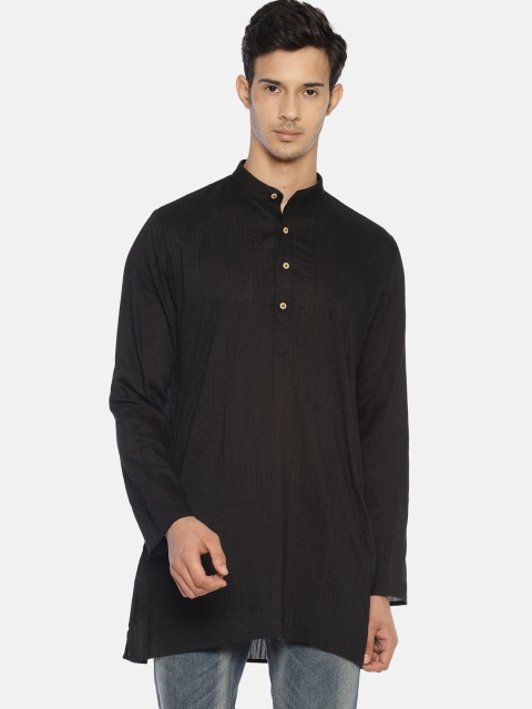 

TATTVA Men Black Solid Straight Kurta